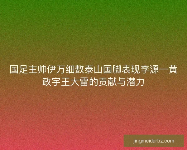 国足主帅伊万细数泰山国脚表现李源一黄政宇王大雷的贡献与潜力